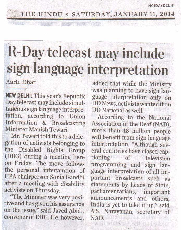 R-Day telecast may include sign language interpretation