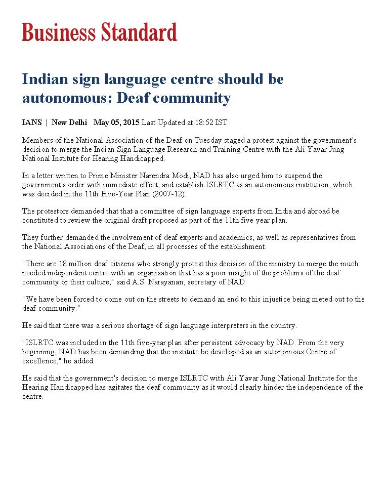 Indian sign Language centre should be autonomous Deaf community