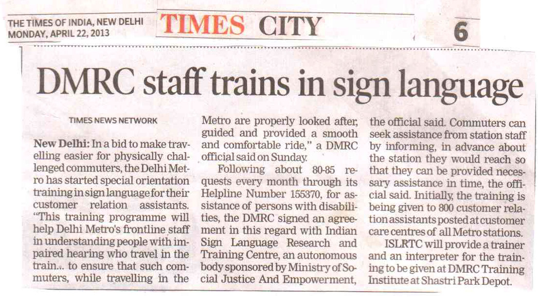 DMRC staff trains in sign language