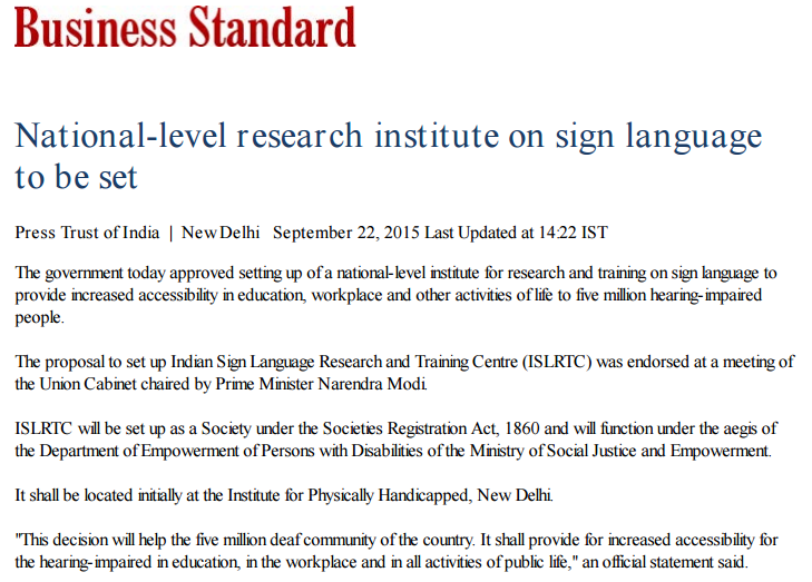 National-level research institute on sign language to be set