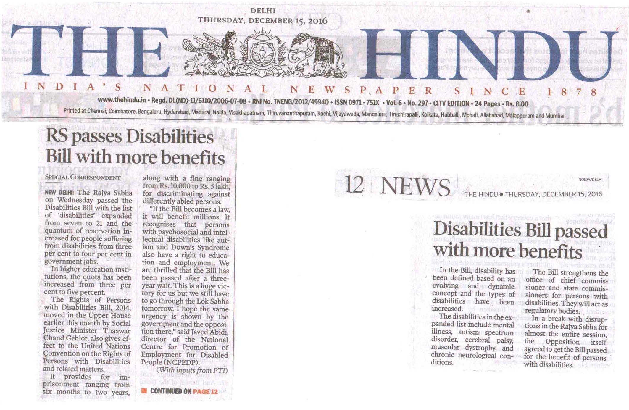 RS passes Disabilities Bill with more benefits