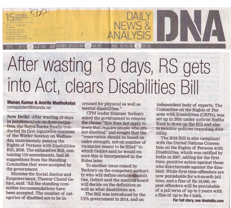 After wasting 18 days, RS gets into Act, clears Disabilities Bill